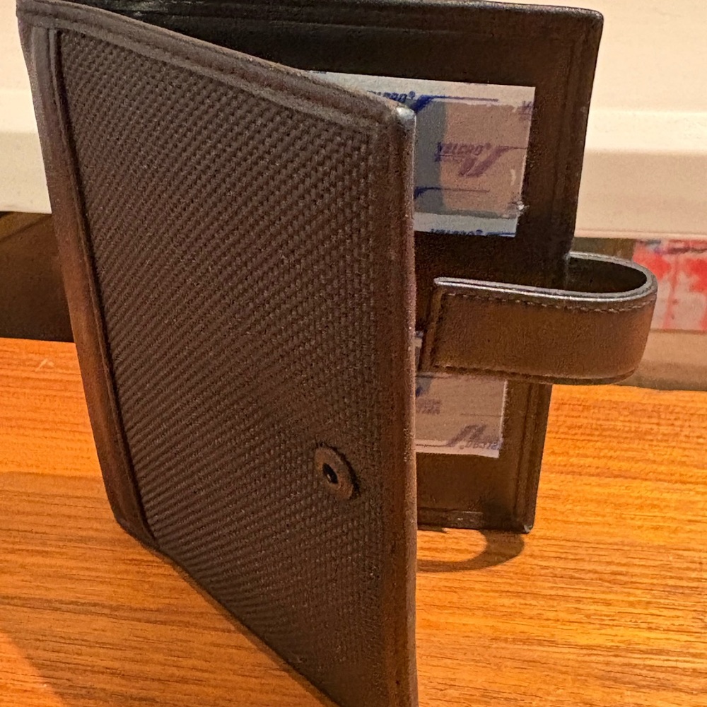 TUMI Black Leather & Ballistic Nylon Travel Organizer Wallet